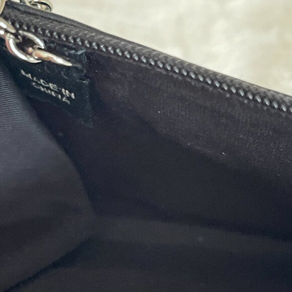 Coach Mini Skinny Case Key Ring Black Leather Zipper VTG Side Pocket - Picture 7 of 7